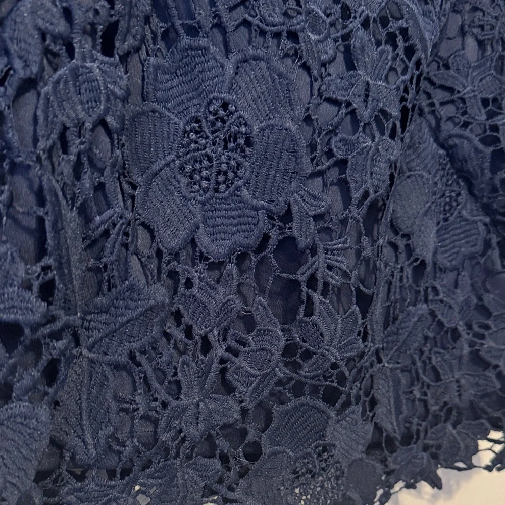 Nanette Lepore Navy Floral Lace Blouse - Picture 2 of 6